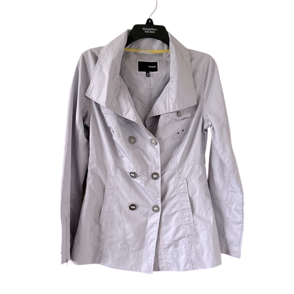Hurley Women’s Lightweight Double Breasted Trench Coat color lilac size Small